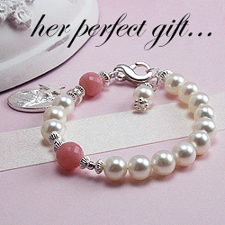 BeadifulBABY.com - Customer Testimonials - This customer purchased the My Our Father Hail Mary - My First Rosary™ - Sterling Silver and Freshwater Cultured Pearl Rosary Gemstone Bracelet with genuine pink opal gemstones.