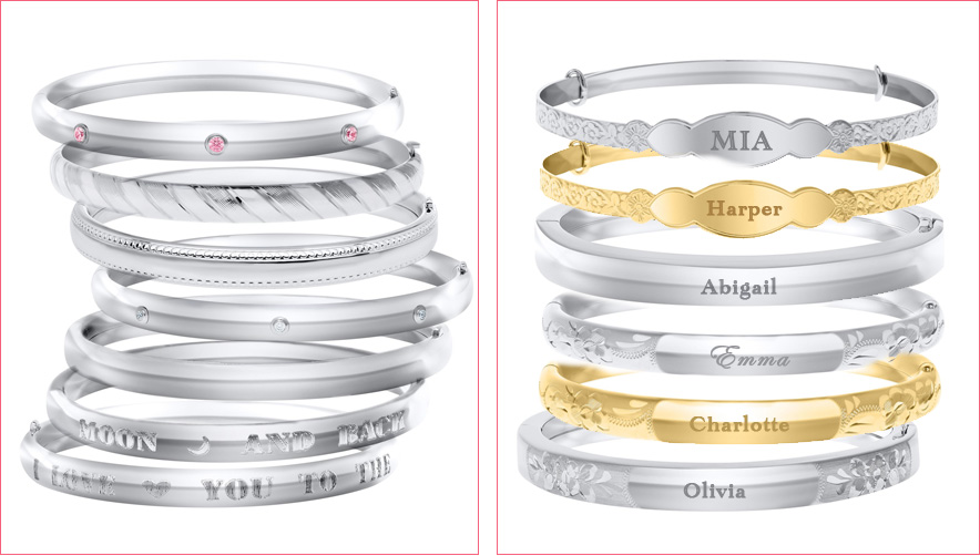 Personalized bangle bracelets for kids and baby.
