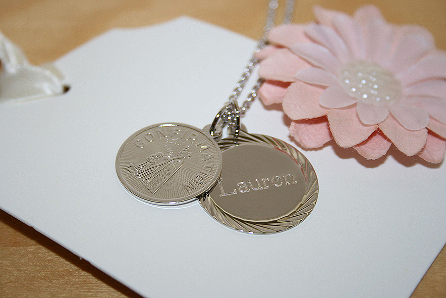 Custom personalized confirmation girls necklace.