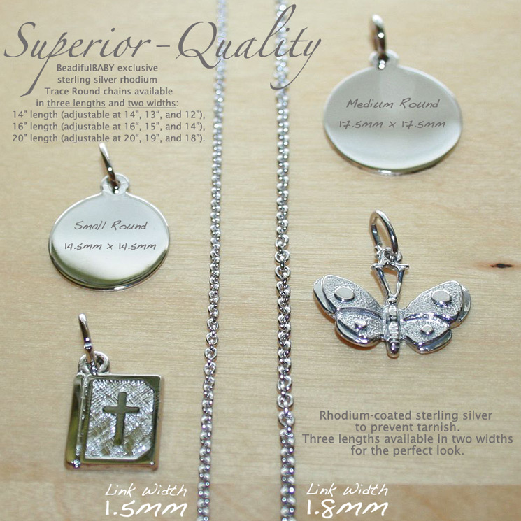 Superior-Quality Sterling Silver Rhodium Chains - Only at BeadifulBABY.