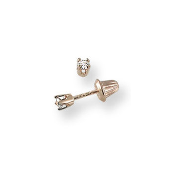 Baby / Little Girl Diamond Earrings - 0.10 CT TW - 14K Yellow Gold