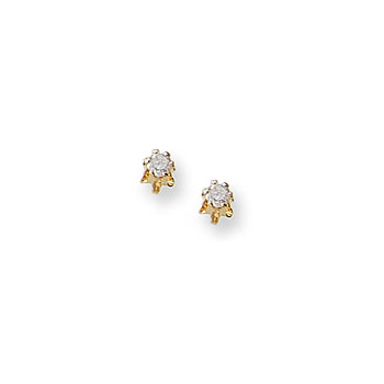Baby / Little Girl Diamond Earrings - 0.08 CT TW - 14K Yellow Gold