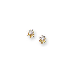 Baby / Little Girl Diamond Earrings - 0.08 CT TW - 14K Yellow Gold/