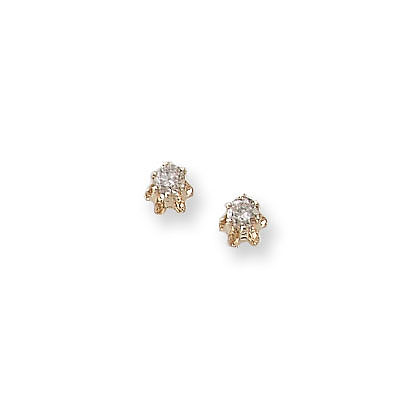 Baby / Little Girl Diamond Earrings - 0.14 CT TW - 14K Yellow Gold