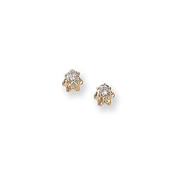 Baby / Little Girl Diamond Earrings - 0.14 CT TW - 14K Yellow Gold/