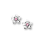 Girls Elegant Flower Girl Keepsakes™ - 14K White Gold Screw Back Pink Sapphire Flower Earrings for Babies & Toddlers - Safety threaded screw back post - BEST SELLER