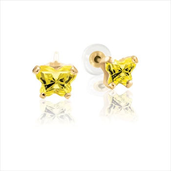 Yellow Gold November Butterfly Earrings