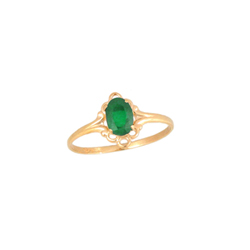 Children's Birthstone Rings - 14K Yellow Gold Girls Genuine Emerald May Birthstone Ring - Size 5 1/2 - Perfect for Grade School Girls, Tweens, or Teens - BEST SELLER/
