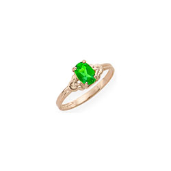 Kid's Birthstone Rings for Girls - 14K Yellow Gold Girls Genuine Emerald May Birthstone Ring - Size 4 1/2 - Perfect for Grade School Girls, Tweens, or Teens - BEST SELLER/