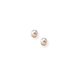 Baby / Children's Pearl Earrings - 14K Yellow Gold - 3mm/