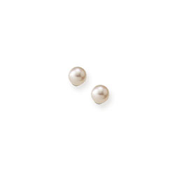 Baby / Children's Pearl Earrings - 14K White Gold - 4mm/