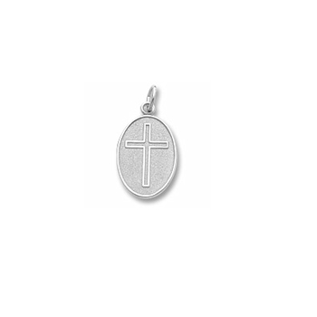 Keepsake Personalized Cross - Sterling Silver Rembrandt Charm – Engravable on back - Add to a bracelet or necklace