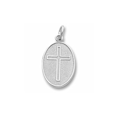 Keepsake Personalized Cross - Sterling Silver Rembrandt Charm – Engravable on back - Add to a bracelet or necklace/