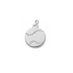 Rembrandt Sterling Silver Baseball Charm - Engravable on front and back - Add to a bracelet or necklace - BEST SELLER/