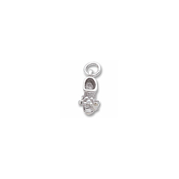 Rembrandt Sterling Silver Baby Shoe Charm - June Birthstone Pearl – Add to a bracelet or necklace