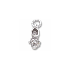 Rembrandt Sterling Silver Baby Shoe Charm - June Birthstone Pearl – Add to a bracelet or necklace/