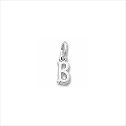 Rembrandt Sterling Silver Tiny Initial B Charm – Add to a bracelet or necklace/