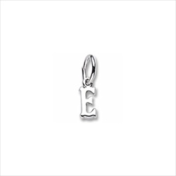 Rembrandt Sterling Silver Tiny Initial E Charm – Add to a bracelet or necklace/