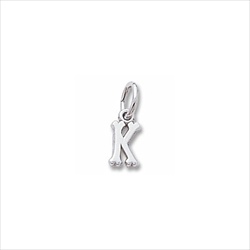 Rembrandt Sterling Silver Tiny Initial K Charm – Add to a bracelet or necklace/