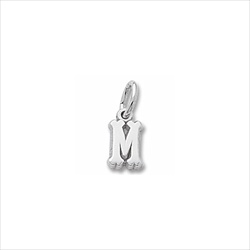Rembrandt Sterling Silver Tiny Initial M Charm – Add to a bracelet or necklace/