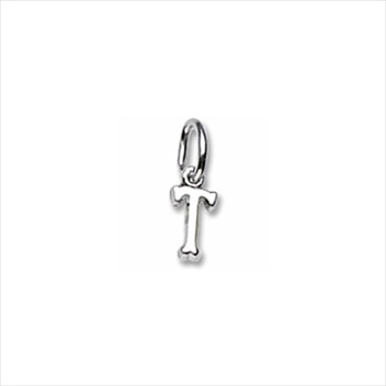 Rembrandt Sterling Silver Tiny Initial T Charm – Add to a bracelet or necklace