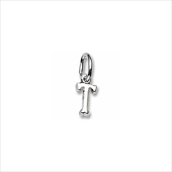 Rembrandt Sterling Silver Tiny Initial T Charm – Add to a bracelet or necklace/