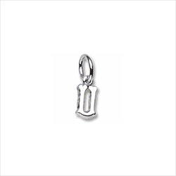 Rembrandt Sterling Silver Tiny Initial U Charm – Add to a bracelet or necklace/