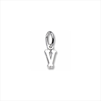 Rembrandt Sterling Silver Tiny Initial V Charm – Add to a bracelet or necklace