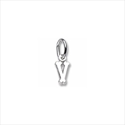 Rembrandt Sterling Silver Tiny Initial V Charm – Add to a bracelet or necklace/