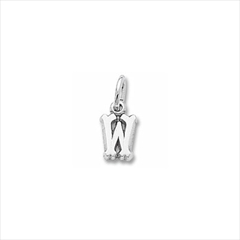 Rembrandt Sterling Silver Tiny Initial W Charm – Add to a bracelet or necklace