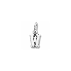 Rembrandt Sterling Silver Tiny Initial W Charm – Add to a bracelet or necklace/