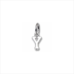 Rembrandt Sterling Silver Tiny Initial Y Charm – Add to a bracelet or necklace/