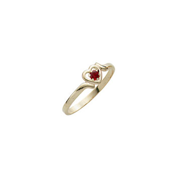 Toddler Birthstone Rings - 14K Yellow Gold Girls July Ruby Birthstone Ring - Size 3½ - Perfect for Toddlers and Grade School Girls - BEST SELLER