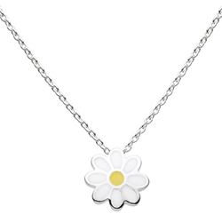Daisy - Sterling Silver Rhodium Girls Flower Necklace - Includes 14-inch chain/