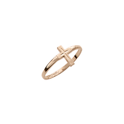 Children's Cross Ring - 10K Yellow Gold Toddler, Child Band for Girls and Boys - Size 3 1/2/