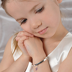 Diamond Cross First Communion Bangle Bracelet for Girls/