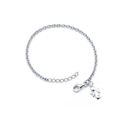 Girls Diamond Angel Charm Bracelet - Sterling Silver Rhodium - Size 5