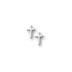 Tiny Silver Cross Earrings for Girls - Sterling Silver Rhodium Screw Back Earrings for Girls/