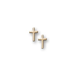 Tiny Gold Cross Earrings for Girls - 14K Yellow Gold Screw Back Earrings for Baby Girls/