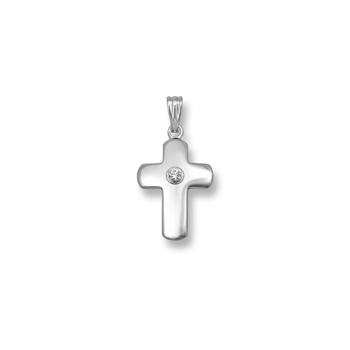Heirloom Diamond Cross - 14K White Gold Cross with 3-Point Genuine Diamond - 14K White Gold 18" Chain Included