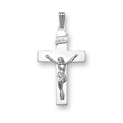 Boys Heirloom Crucifix - 14K White Gold Crucifix Cross  - 14K White Gold 20