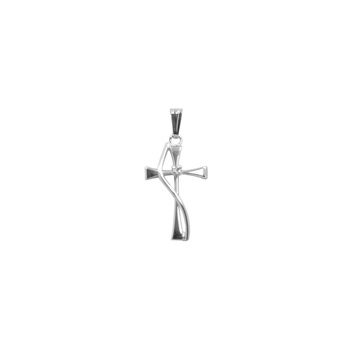 Keepsake Cross Necklaces for Girls - Sterling Silver Rhodium Cross Pendant with 2-Point Diamond Accent - Includes 18" Sterling Silver Rhodium Chain