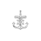 First Communion Gifts for Boys - Teen Boys Large Sterling Silver Rhodium Mariner's Crucifix Cross - Includes 24