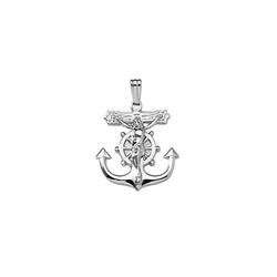Baptism Gifts for Boys - Boys Large Sterling Silver Rhodium Mariner's Crucifix Cross - Includes 20