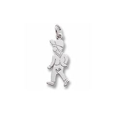 Rembrandt Sterling Silver Boy Charm – Engravable on back - Add to a bracelet or necklace/
