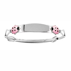 Pink Ladybug Baby/Little Girl Engravable Bracelet/