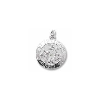 Rembrandt Sterling Silver St. Christopher (Patron Saint of Travel) Charm (Large) – Engravable on back - Add to a bracelet or necklace