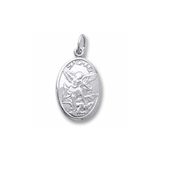 Rembrandt Sterling Silver St. Michael (Patron Saint of Ambulance Drivers, E.M.T.'s, and Police Officers) Charm – Engravable on back - Add to a bracelet or necklace/