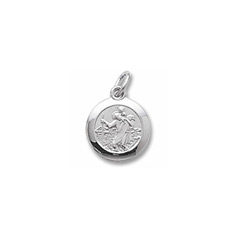 Rembrandt Sterling Silver St. Christopher (Patron Saint of Travel) Charm (Small) – Engravable on back - Add to a bracelet or necklace/