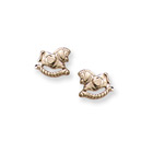 Gold Rocking Horse Earrings for Girls - 14K Yellow Gold Screw Back Earrings for Baby, Toddler, Child
